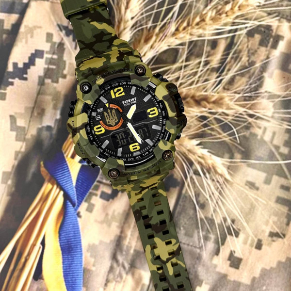 Годинник наручний Patriot 002CMGRUAGD Тризуб золото Зелений камуфляж + Коробка.