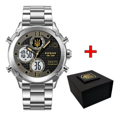 Годинник наручний Patriot 017 Тризуб Золото Silver-Black-White Steel
