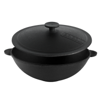 Чугунная сковорода Brizoll WOK 280х96 мм 3.7 л с чугунной крышкой