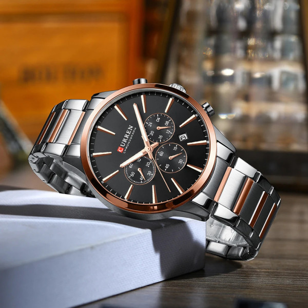 Curren 8435 Silver-Rose Gold-Black
