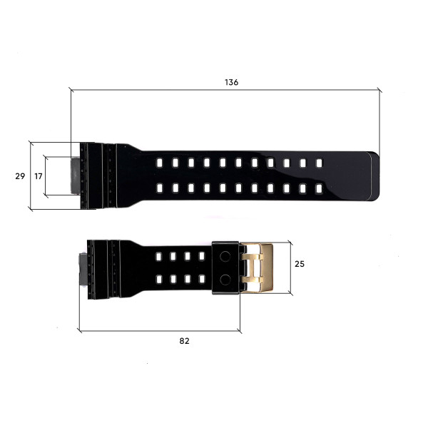 Ремінець для годинника Skmei 1834 black/gold (big size) 1051-0511