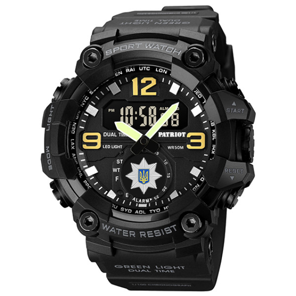 Годинник наручний Patriot 003BKPO Поліція Чорні + Коробка.