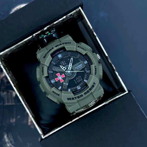 Годинник наручний Patriot 005AGSU ЗСУ  Паракордовий ремінець Camo Green + Коробка