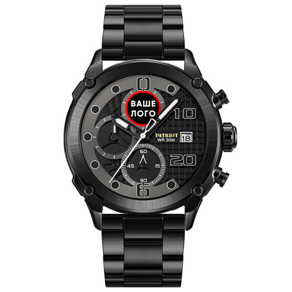 Годинник наручний Patriot 016 Ваше Лого Black-Black Steel