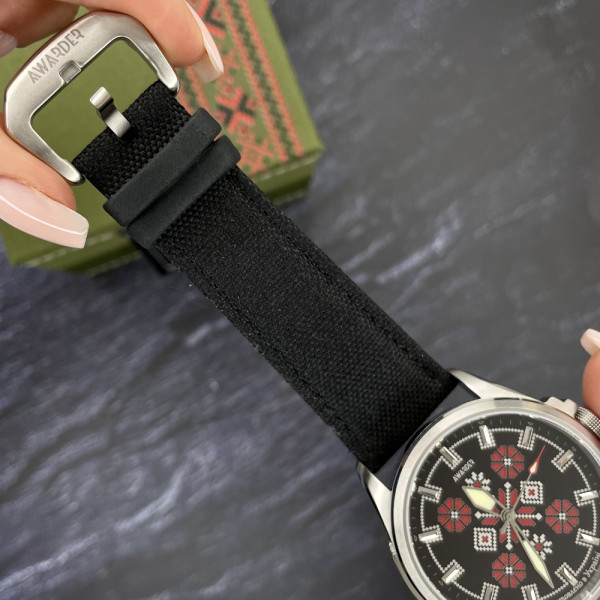 Часы наручные Awarder Embroidery Silver-Red Black Battery 10ATM