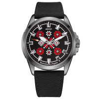 Часы наручные Awarder Embroidery Silver-Red Black Battery 10ATM