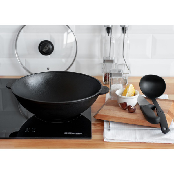 Чугунная сковорода Brizoll WOK 280х96 мм 3.7 л со стеклянной крышкой
