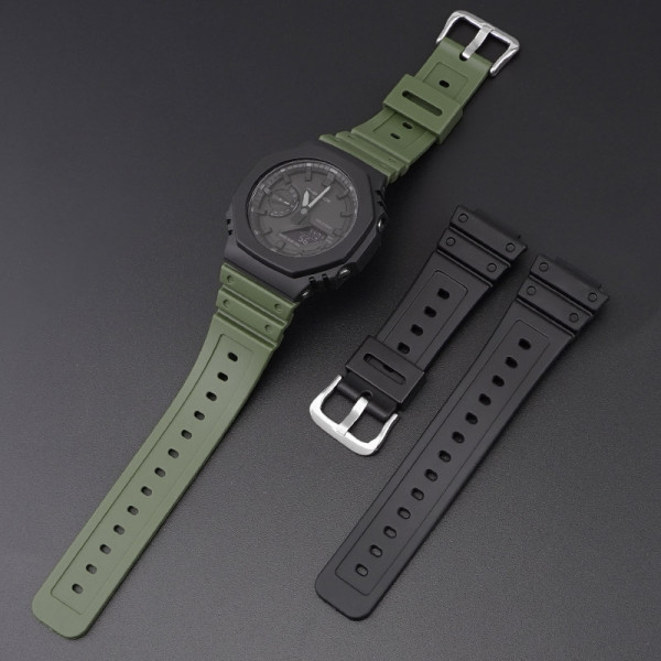 Ремінець для Casio G-Shock GA-2100/2110 Army Green Silver