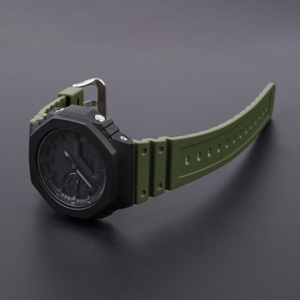 Ремінець для Casio G-Shock GA-2100/2110 Army Green Silver