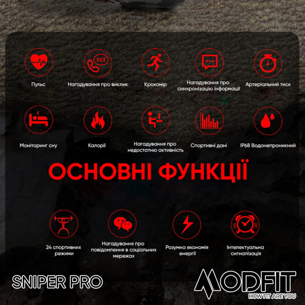 Розумний годинник Modfit Sniper Pro All Black 41 мм