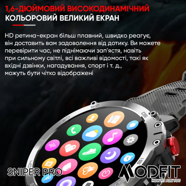 Розумний годинник Modfit Sniper Pro All Black 41 мм