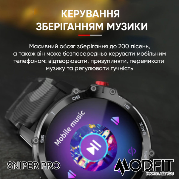 Розумний годинник Modfit Sniper Pro All Black 41 мм