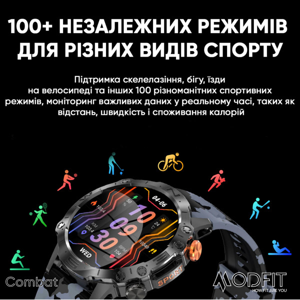 Розумний годинник Modfit Combat Silver Army