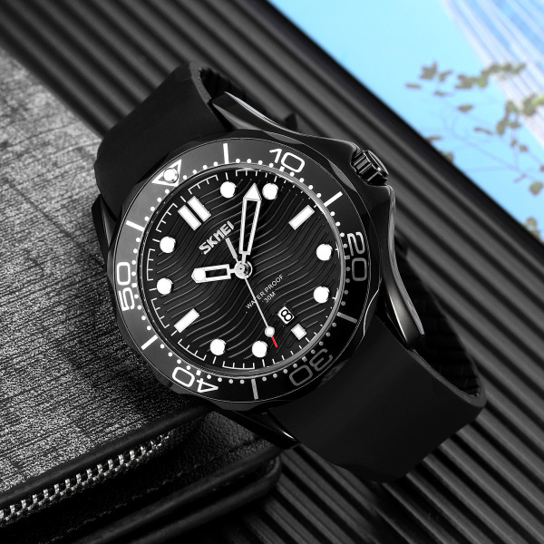Skmei 9276PBKBK Black-Black Silicone Strap