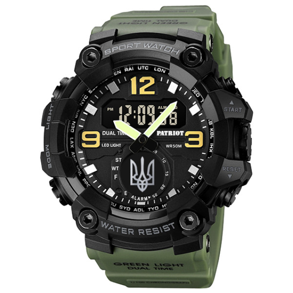 Годинник наручний Patriot 003AGUASI Тризуб срібло Зелені  + Коробка.