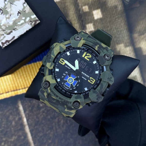 Годинник наручний Patriot 004CMGRSBU СБУ Зелений камуфляж + Коробка.