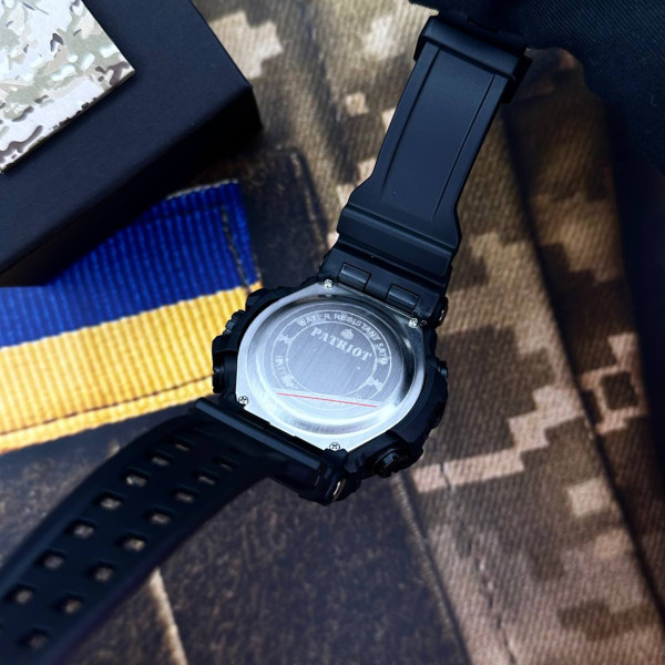 Годинник наручний Patriot 004BKUASI Тризуб срібло Чорні + Коробка