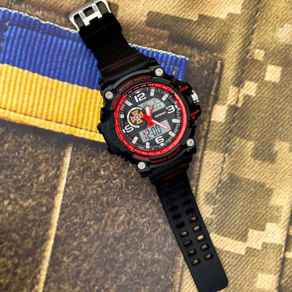 Годинник наручний Patriot 012BKRDDSNS ДСНС Чорні з червоним + Коробка