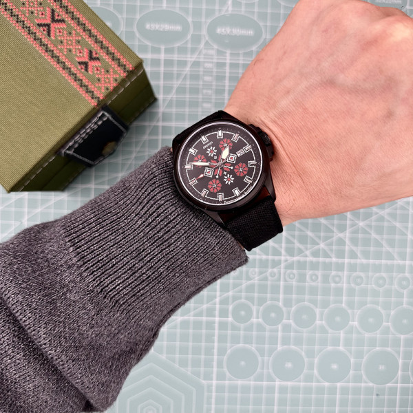 Годинник наручний Awarder Embroidery Black-Red Black Automatic 10ATM