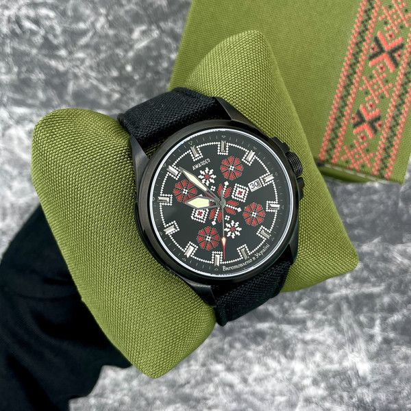 Годинник наручний Awarder Embroidery Black-Red Black Automatic 10ATM