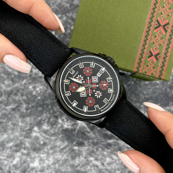 Годинник наручний Awarder Embroidery Black-Red Black Automatic 10ATM