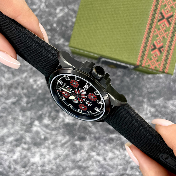 Годинник наручний Awarder Embroidery Black-Red Black Automatic 10ATM