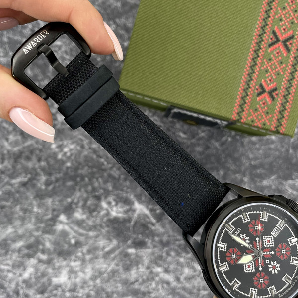 Годинник наручний Awarder Embroidery Black-Red Black Automatic 10ATM