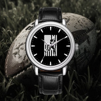 Personalized Football Watch Model 220111 - Custom Leather Band