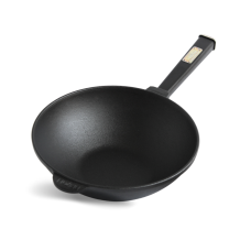 Сковорода чугунная Brizoll WOK 240х70 мм с деревянной ручкой Black