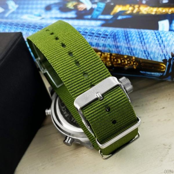 AMST 3003 Silver-Black Green Wristband