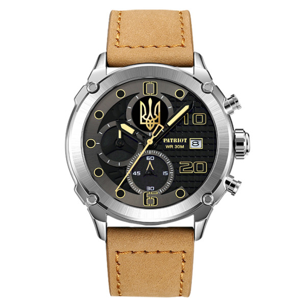 Годинник наручний Patriot 016 Тризуб золото Silver Light Brown