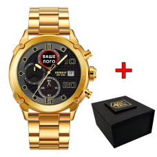 Годинник наручний Patriot 016 Ваше Лого Gold-Black Steel