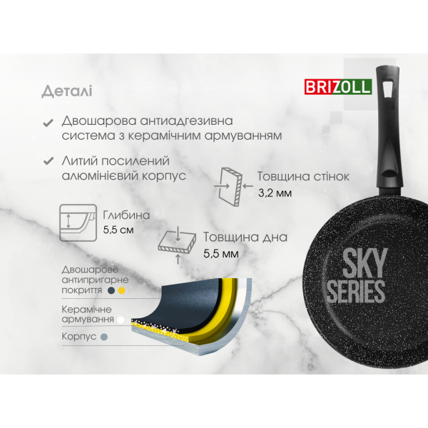 Сковорода Brizoll SKY 26 см з антипригарним покриттям