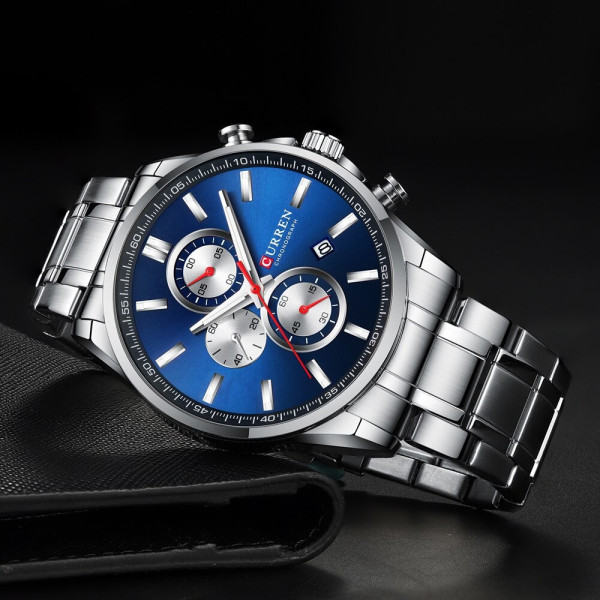 Curren 8368 Silver-Blue-Silver