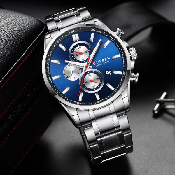 Curren 8368 Silver-Blue-Silver