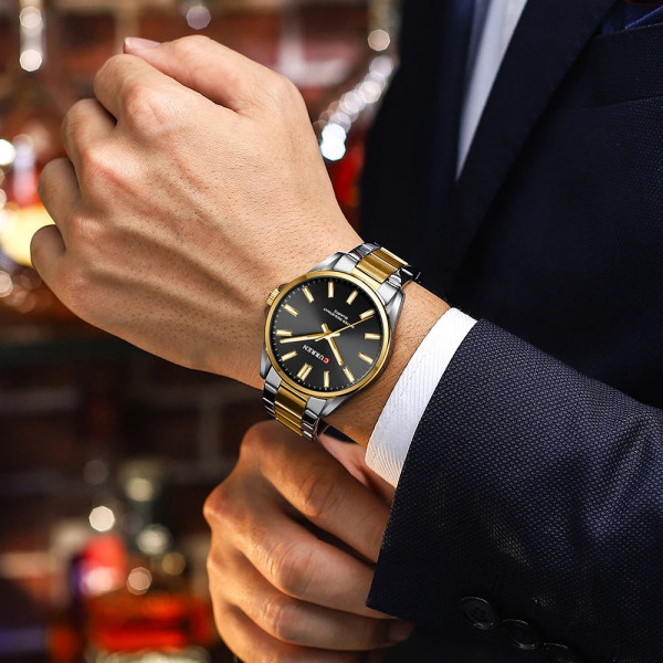 Curren 9090 Silver-Gold-Black