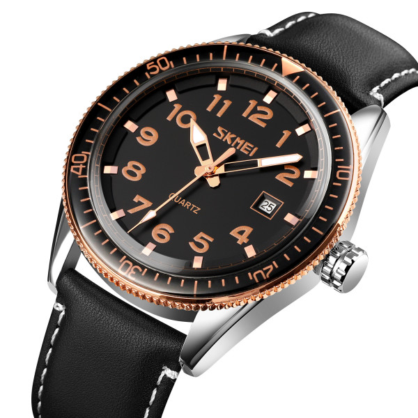 Skmei 9232LRGBK Rose-Gold Black Leather
