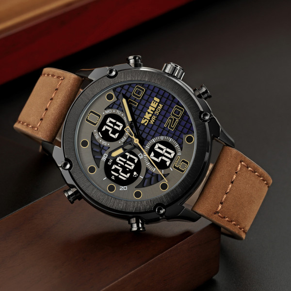 Skmei 1975LDKBNBK Dark Brown-Black Leather.