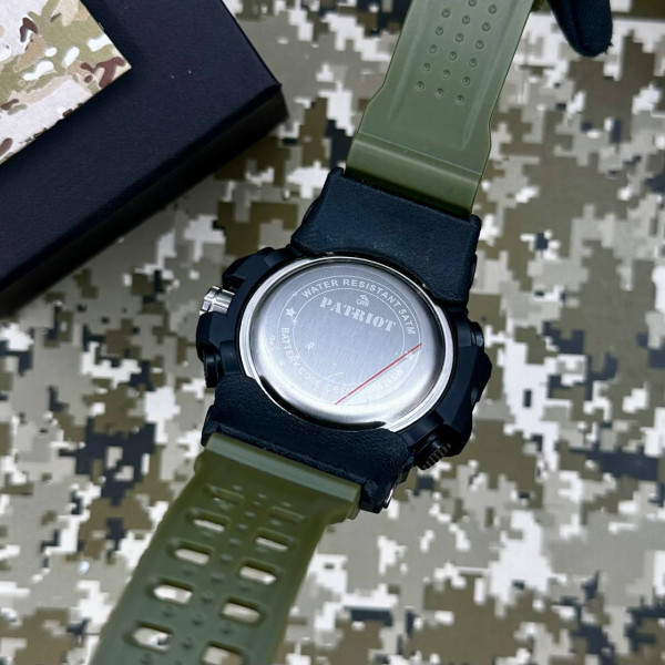 Годинник наручний Patriot 012AGDSNS ДСНС Чорні з зеленим + Коробка.