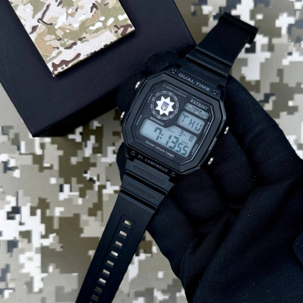 Годинник наручний Patriot 010BKPO Поліція Чорні + Коробка.
