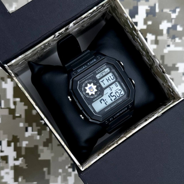 Годинник наручний Patriot 010BKPO Поліція Чорні + Коробка.