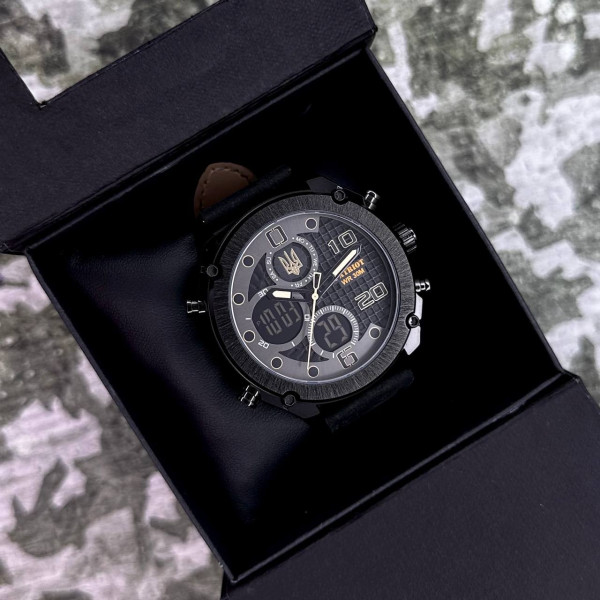 Годинник наручний Patriot 017BKBK Тризуб золото All Black