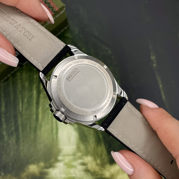 Годинник наручний Awarder Embroidery Silver-Green Black Battery 10ATM