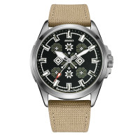 Годинник наручний Awarder Embroidery Silver-Army Green Khaki Battery 10ATM