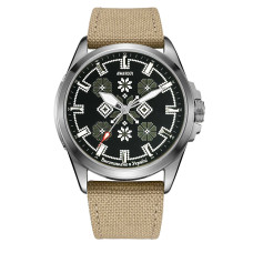 Годинник наручний Awarder Embroidery Silver-Army Green Khaki Battery 10ATM
