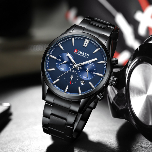 Curren 8446 Black-Blue