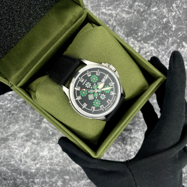 Годинник наручний Awarder Embroidery Silver-Green Black Automatic 10ATM