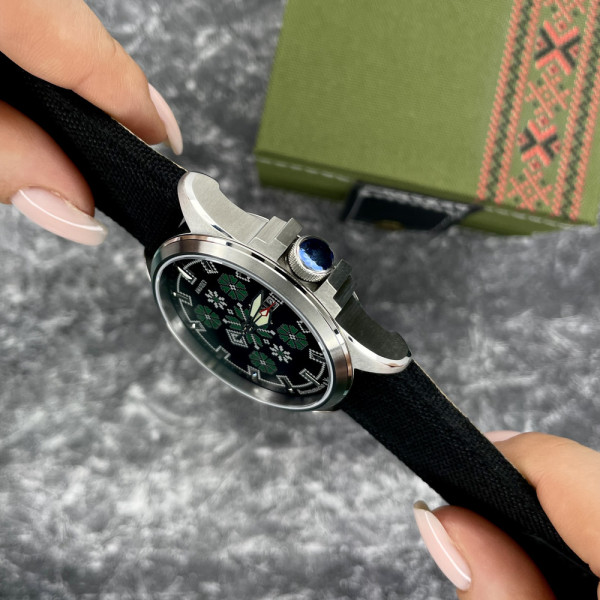 Годинник наручний Awarder Embroidery Silver-Green Black Automatic 10ATM