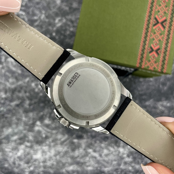 Годинник наручний Awarder Embroidery Silver-Green Black Automatic 10ATM