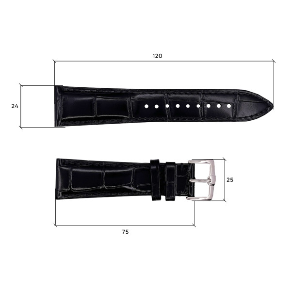 Шкіряний ремінець Premium 24х22 мм. Black
